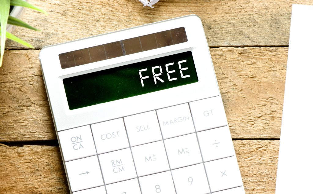 Calculator with the word free